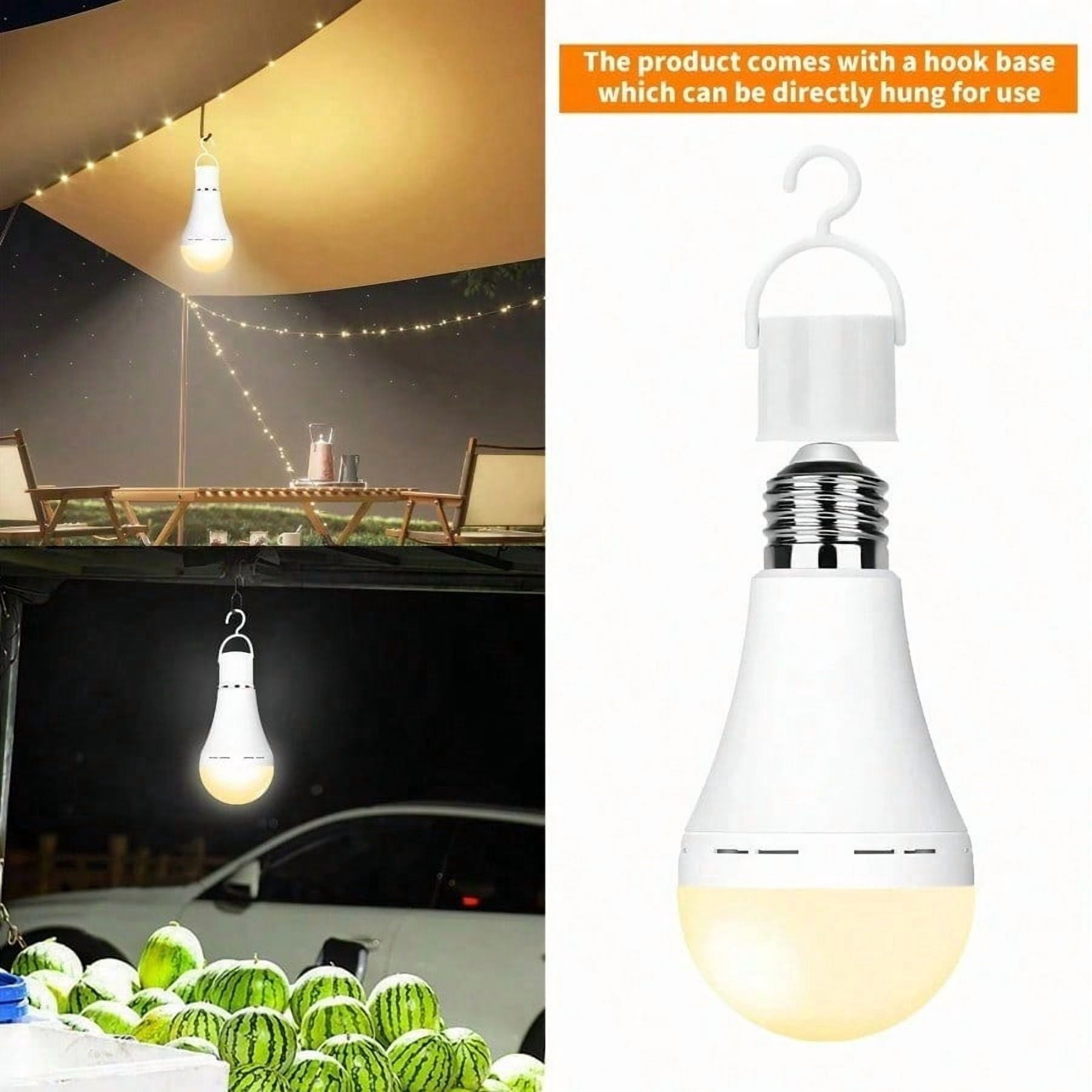 Slssqhz 4 Pack Rechargeable Emergency Light Bulbs Battery Powered LED Light Bulb E27 12W 60W Equivalent for Home Power Outage Camping