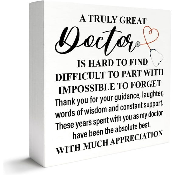 Zomyto 5"x5" Doctor Gifts, Appreciation Thank You Gifts for Doctor, Doctor Retirement Gifts, New Doctor Medical Students Graduation Gifts, Much Appreciation, Wooden Box Sign