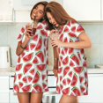 thumbnail image 4 of Balery Hand Drawn Watermelon Camisón de manga corta con cuello redondo para mujer, cómodo y elegante., 4 of 6