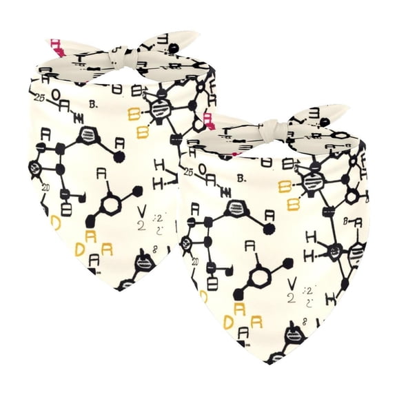 PhooArto Chemistry Equation Pattern Dog Bandanas, 2 Pack Soft Washable Pet Scarf Triangle for Large Dogs Puppies and Cats