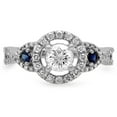 thumbnail image 3 of Dazzlingrock Collection 10K Blue Sapphire & White Diamond 3 Stone Halo Vintage Bridal Engagement Ring, White Gold, Size 5.5, 3 of 4