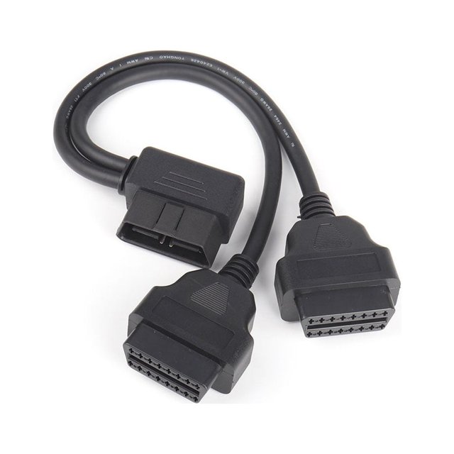 Riwesomey Cable de extensión Herramienta de diagnóstico de línea de interfaz extendida de 16 pines Adaptador de conector dual Diagnóstico de Vehículos, repuestos y accesorios Mis