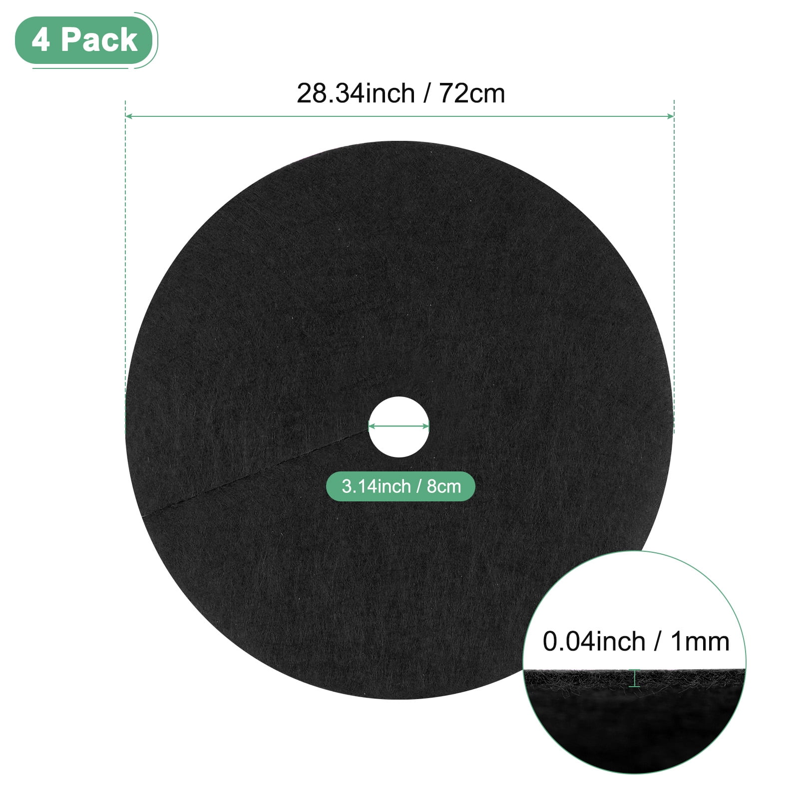 Uxcell 4 Pack Non Woven Tree Cover Rings,28.3 Inch Weed Fabric Cover,Apply To Tree Mulch Ring(Round Black)