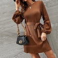 thumbnail image 4 of Vestido de punto para mujer, elegante vestido tipo jersey, minivestido de manga larga, cuello redondo, vestido de invierno (embalaje reutilizable), 4 of 6