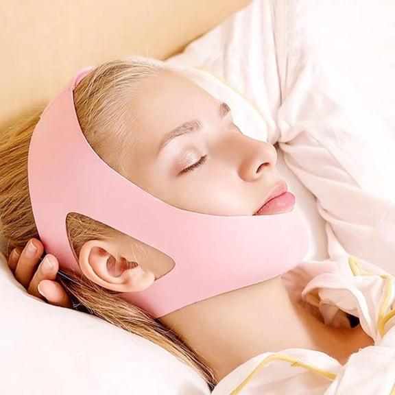 Xqif Anti Snore Chin Strap Belt Universal Breathable Keep Mouth Closed Strap for Sleeping, Cotton Material Suitable for Travel (Pink) A709