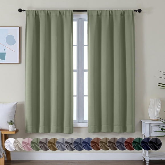 Cortinas opacas Simplebrand Ava, color verde salvia, 160 x 160 cm, 2 paneles