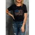 thumbnail image 4 of Women's Stylish Black Rhinestone USA Flag Graphic T-Shirt, 4 of 9