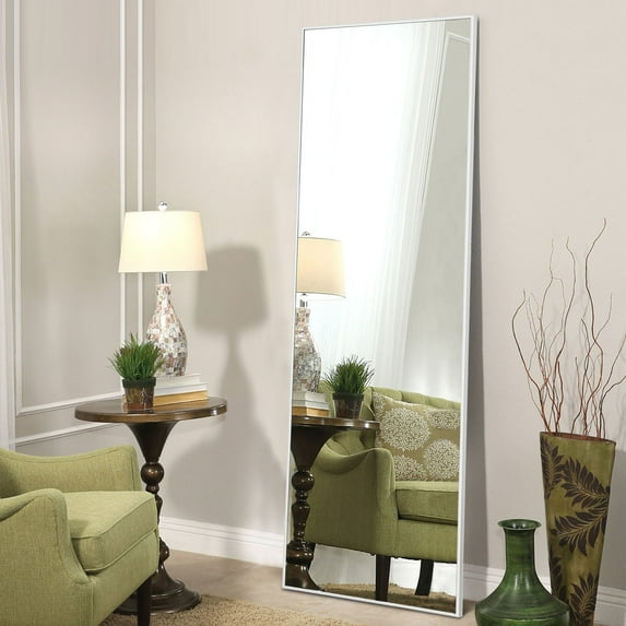 Full Length Floor Mirror Wall Mounted Rectangle White 65"x22"