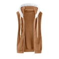 thumbnail image 4 of Vest for Women Fuzzy Sherpa Fleece Vest Cozy Sleeveless Gilet with Pocket Cozy Soft Zip up Hooded Waistcoat Outerwear, 4 of 5