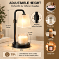 thumbnail image 3 of Hausdemo Candle Warmer Lamp, Timer, Dimmable, Adjustable Height, for Scented Jar Candles, Birthday Gifts for Women Mom, Home Decor, Metal Square with Bulbs, 3 of 12