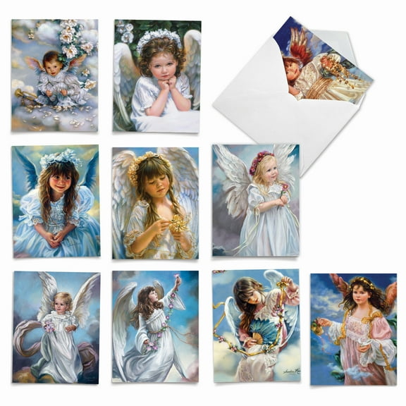 10 All Occasion Blank Note Cards Pack (4 x 5.12 Inch) - ANGELICARDS M6490OCB