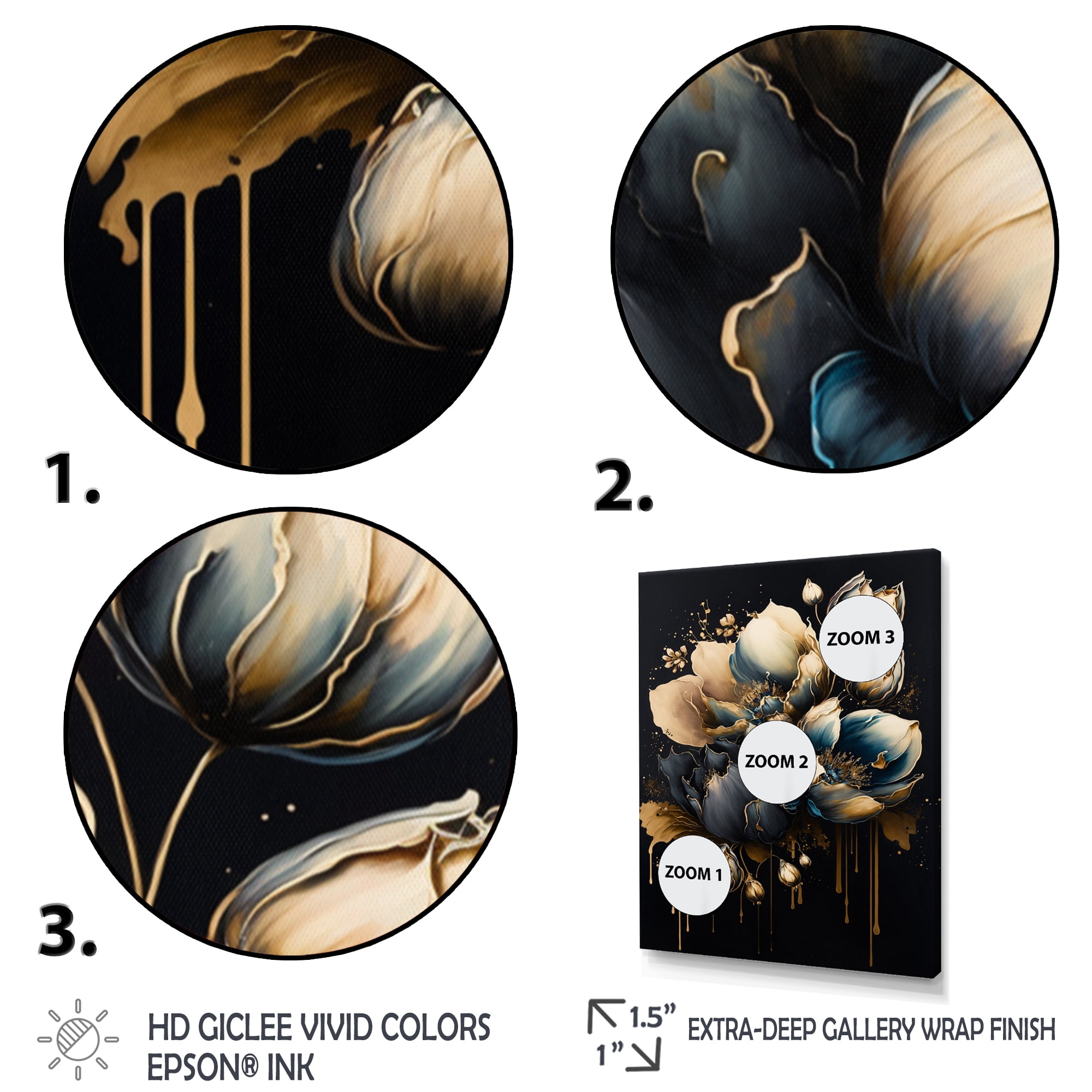 Designart Blue And Gold Tulips II Canvas Wall Art
