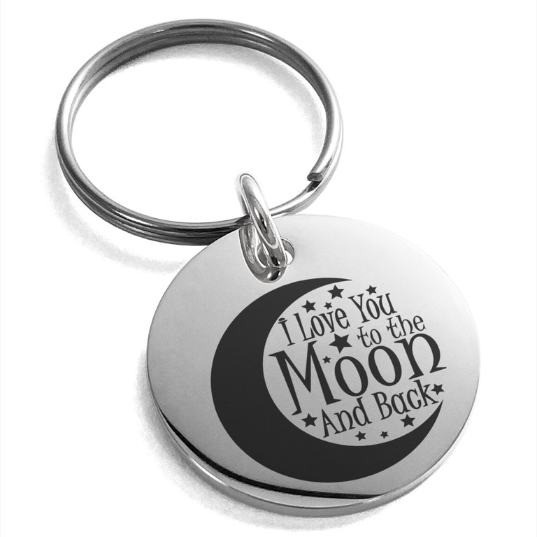 Silver Moon Keychain, Personalized Keychain, Moon and Back