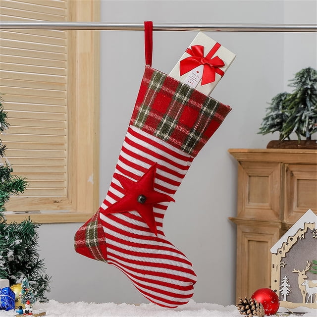 Socks Gift Bag, Christmas Decorative Pendant, Knitted Gift Bag, Festive Home Decor, Unique Xmas Ornament, Foldable Design, Soft Wool Material, for Bedroom