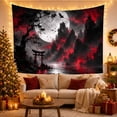 thumbnail image 3 of Red Bridge and East Asian Pavilion Tapestry Wall Hanging, 3 of 7