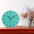 thumbnail image 2 of Turquoise Moroccan Pattern Wall Clock Round Vintage Silent Non Ticking Battery Operated Accurate Arabic Numerals Design for Home Kitchen Living Room Bedroom, 10 Inch, 2 of 5