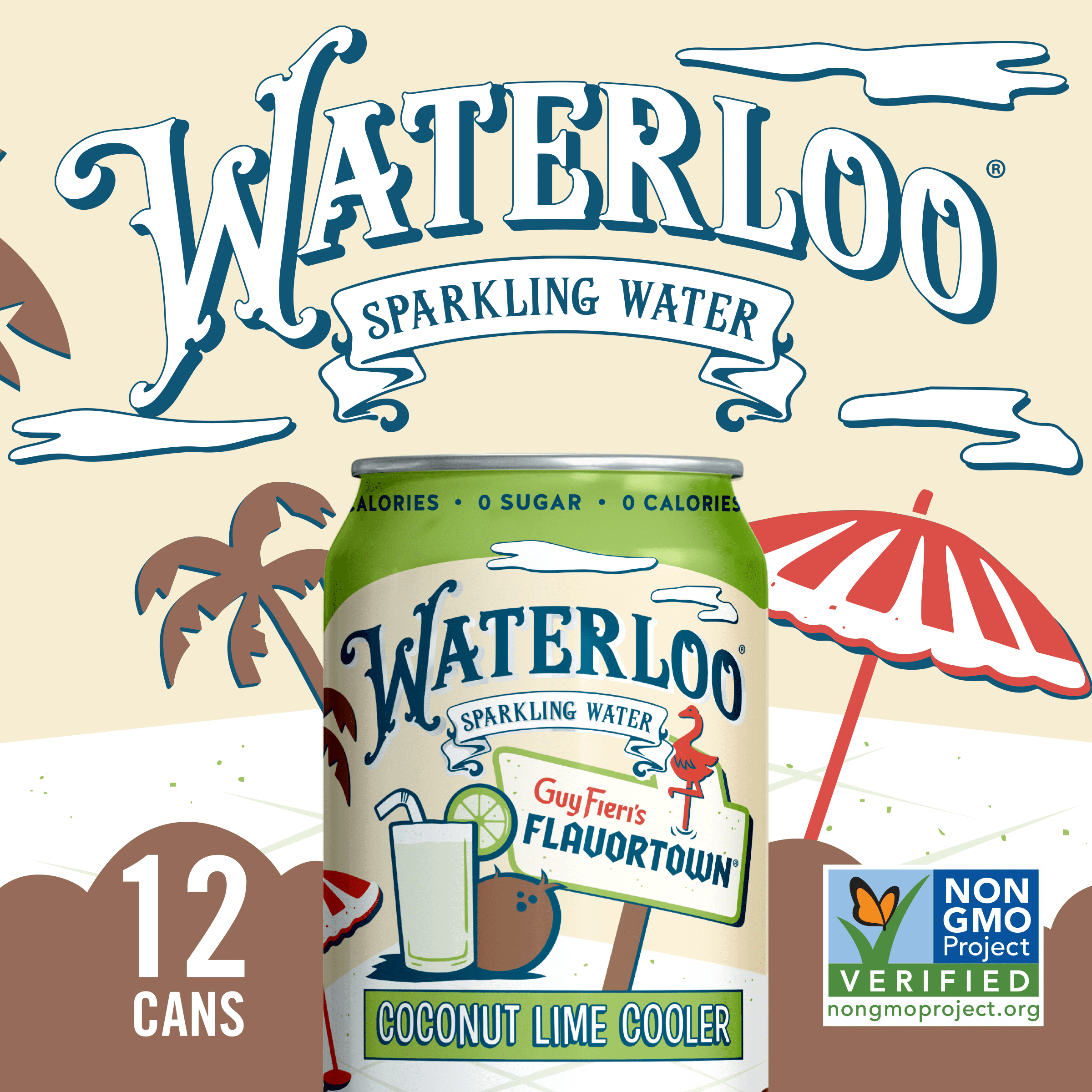 Waterloo Sparkling Water, Coconut Lime Cooler, 12 fl oz, 12 Pack Cans
