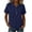 Navy-tshirts for women, variant on YanHoo Summer Shirts for Women Lapel Button Up Short Sleeve T-Shirts Loose Fit Pullover Tops Casual Solid Color Tee