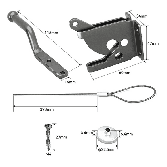 1PCS Door Latch with Spring Puller, Fence Door Lock, Fence Lock Small Lock with Rope, Suitable for Fence Gates
