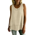 thumbnail image 6 of TGSLY Women's Crew Neck Double Layer Chiffon Tank Tops Flare Hem Swing Sleeveless Tunic Shirt Loose Flowy A-Line Fit Solid Color Blouse XXL, 6 of 9