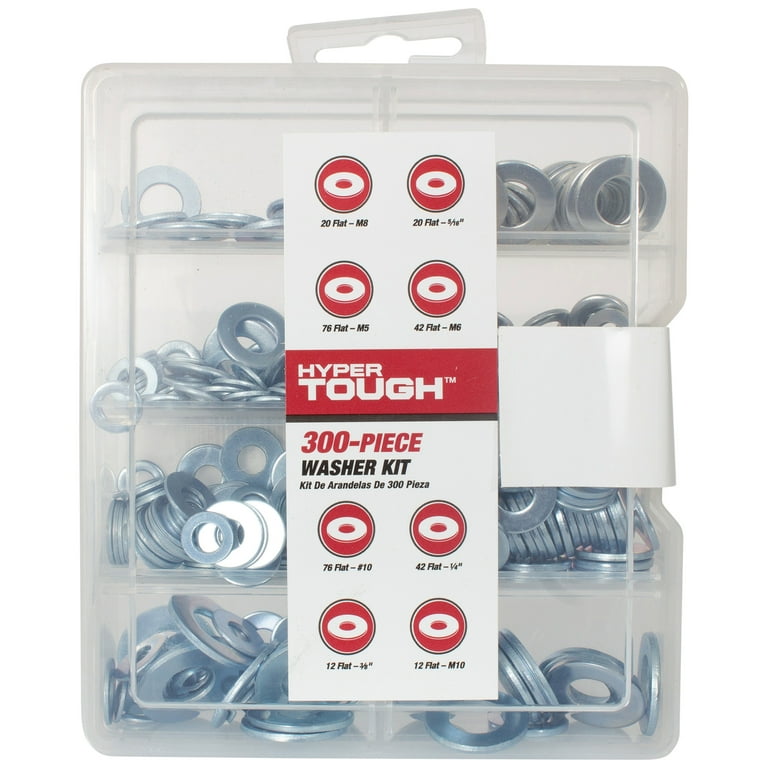らうすん Hyper Tough 300-Piece Flat Washer Assortment with Clear