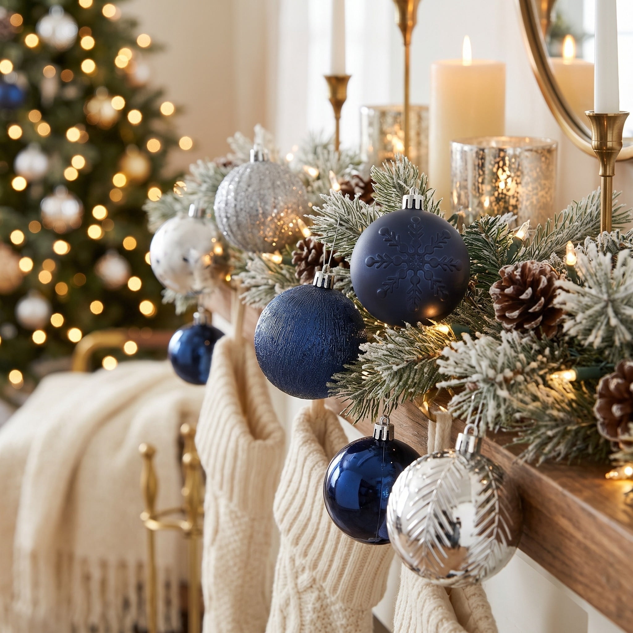 50-Count Blue and Silver Ball Shatterproof Christmas Ornaments, 3", by Holiday Time