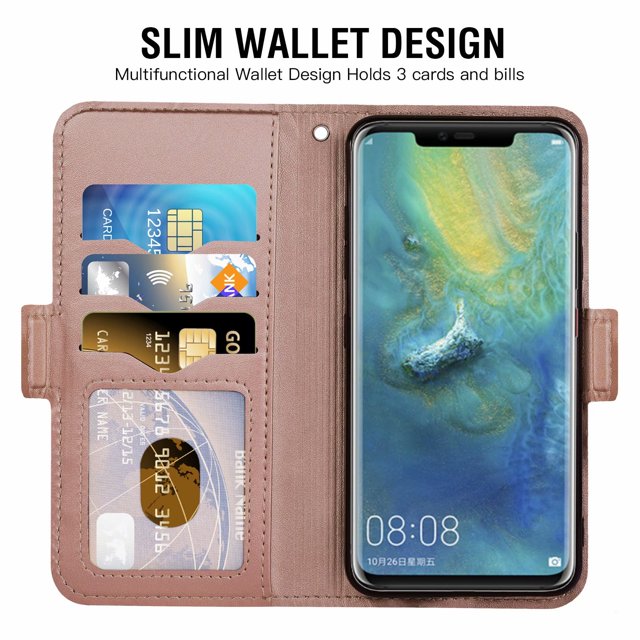 Étui de Téléphone Mobile pour Huawei Mate 20 Pro, Étui de Téléphone Mobile, Étui Huawei Mate20 Pro, Étui de Téléphone en Cuir pour Huawei Mate 20 Pro, Étui à Rabat, Rose