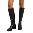 thumbnail image 4 of Women's Knee High Boots Zippered Casual Winter Boots Low Block Heel Solid Color Faux Leather Comfortable Walking Shoes for Daily Outdoor Indoor Use Black D, 4 of 9