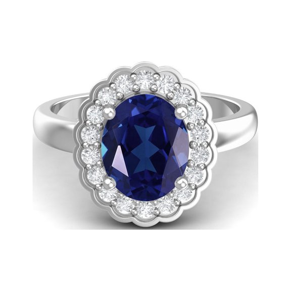 925 Sterling Silver 6mm Round Shape Blue CZ Solitaire Valentines Day Gifts Ring for Women
