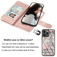 thumbnail image 2 of iphone 16 Pro Max Phone Case, Leather Wallet Case for Apple iphone 16 Pro Max, Ebizware Credit Card Cash Holder Folio Flip [Detachable] Kickstand Magnetic Cover & Lanyard for Women Men [Marble Pink], 2 of 6