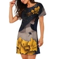 thumbnail image 2 of Balery Elegant Lady With Hat Camisón de manga corta con cuello redondo para mujer, cómodo y elegante., 2 of 6