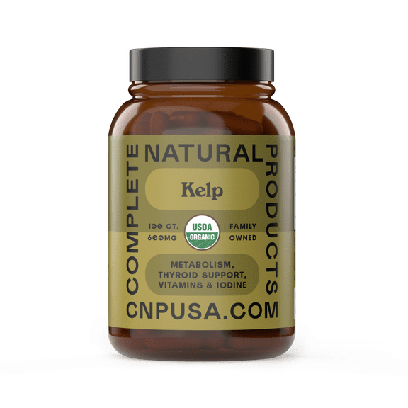 Organic Kelp Capsules - 600mg Capsules 100 Pills Powdered Raw Sea & Seaweed & Thyroid Support Supplement Powder