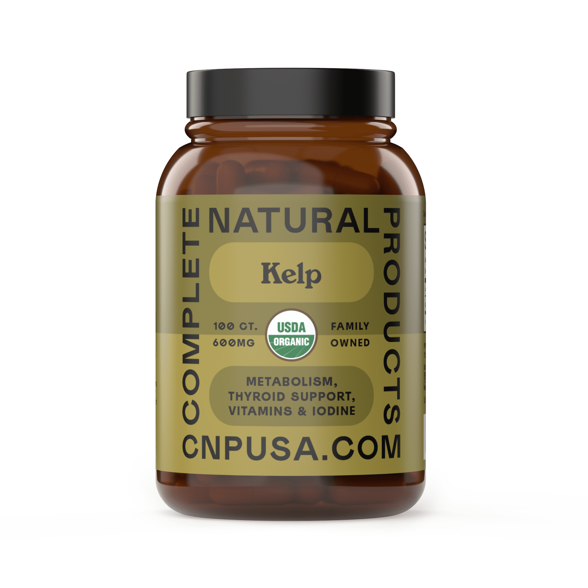 Organic Kelp Capsules - 600mg Capsules 100 Pills Powdered Raw Sea & Seaweed & Thyroid Support Supplement Powder