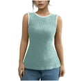 thumbnail image 7 of HongQid Women's Sleeveless Cute Crew Neck Bow Tie Back Blouse Colorblock Split Hem Backless Tank Tops, 7 of 7