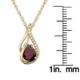 thumbnail image 3 of 10k Yellow Gold Genuine Pear-shape Garnet and Diamond Halo Drop Pendant Necklace, 3 of 5