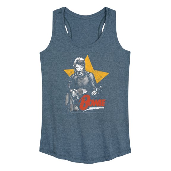 David Bowie - Bowie Guitar With Star - Women's Racerback Tank Top
