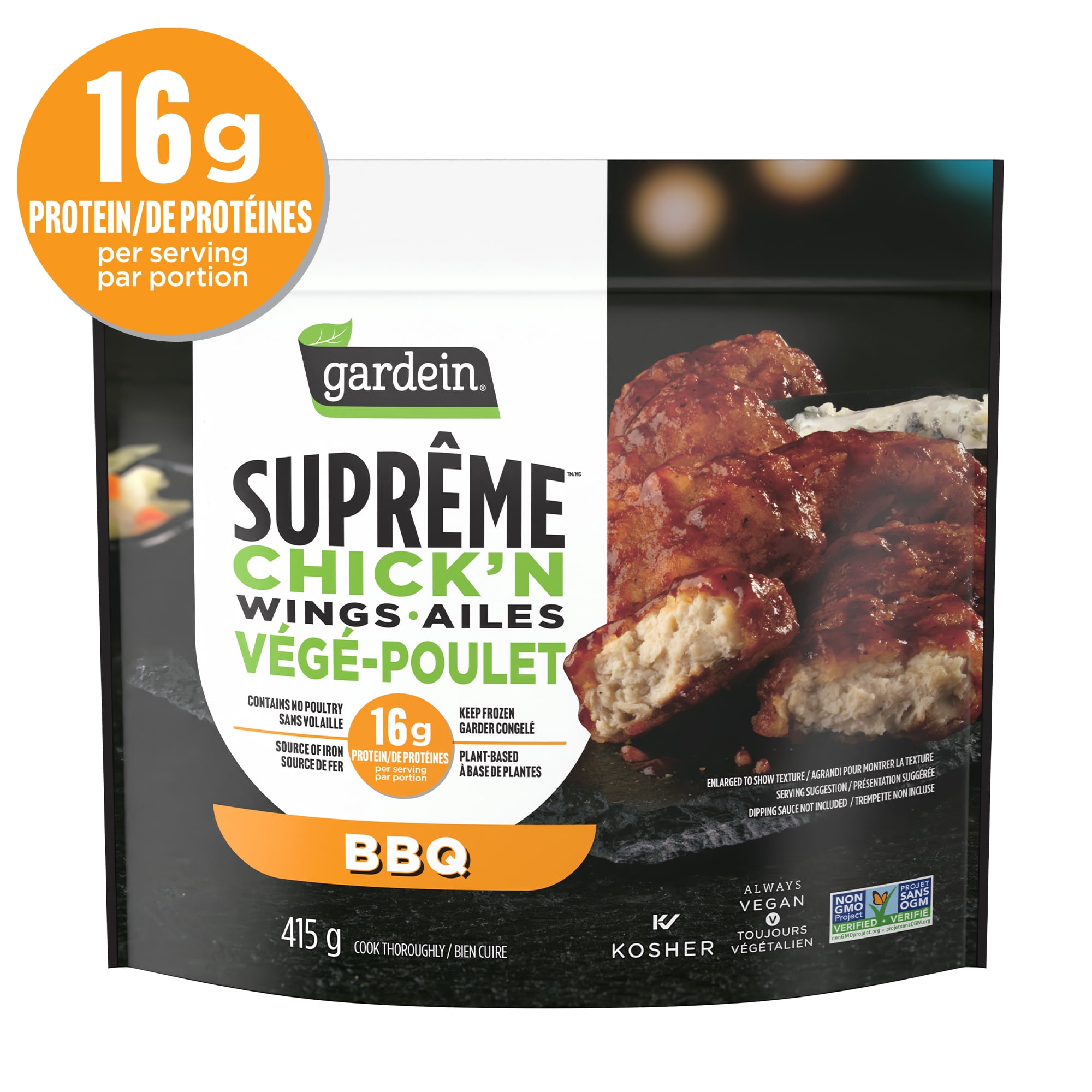 Gardein® Suprême™ Chick'n BBQ Wings 415 g, GARDEIN SUP CHICKEN WING BBQ