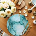 thumbnail image 2 of Round Placemats Teal Green Marble 15 inch Set of 4 Table Mats for Dining Table Gold Modern Art Heat Resistant Non-Slip Kitchen & Home Decorative Place Mat Set, 2 of 8