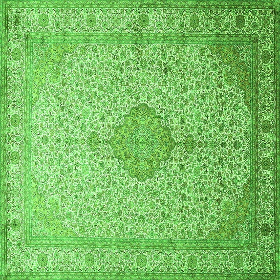 Ahgly Company Indoor Square Medallion Green Traditional Area Rugs, 8' Square