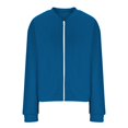 thumbnail image 5 of Fiaer,Womens Loose Fit Plus Size Casual Cropped Jackets,Women's Full Zip V Neck Tops,Ladies Trendy Comfy Breathable Outwear Blue S, 5 of 5