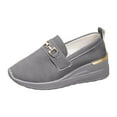 thumbnail image 5 of Womens Loafers Platform Wedge Heel Suede Round Toe Fashion Metal Chain Slip on Penny Loafers Lightweight Walking Shoes Grey Size 7.5, 5 of 6