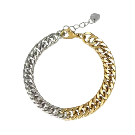 LAPRECIEUZ DE ARTHES 18K Gold Silver Plated Cuban Chain Bracelet for Women 8", Fashion Statement Jewelry