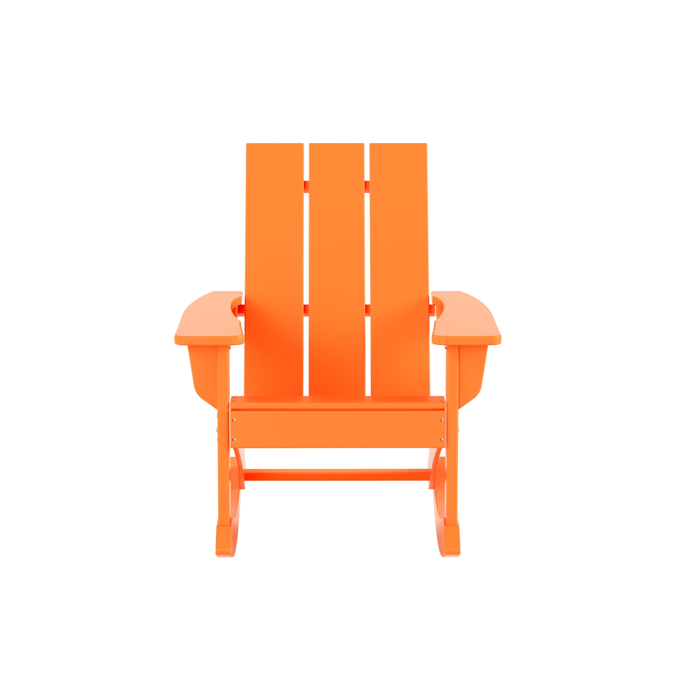 GARDEN Set of 4 Modern Plastic Outdoor Rocking Chairs for Patio Porch, Orange