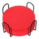 thumbnail image 1 of Paquete de 12 posavasos de silicona con soporte, posavasos redondo de 4 pulgadas para bebida, rojo, 1 of 6