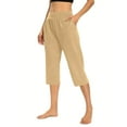 thumbnail image 4 of TRUBKH Capri Pants for Women,capri Leggings for Women,yoga Pants Women,beach Pants for Women,capris for Women,capri Leggings for Cutout Yoga Capris Cropped Pants Pajams Pants Beige 2XL, 4 of 6