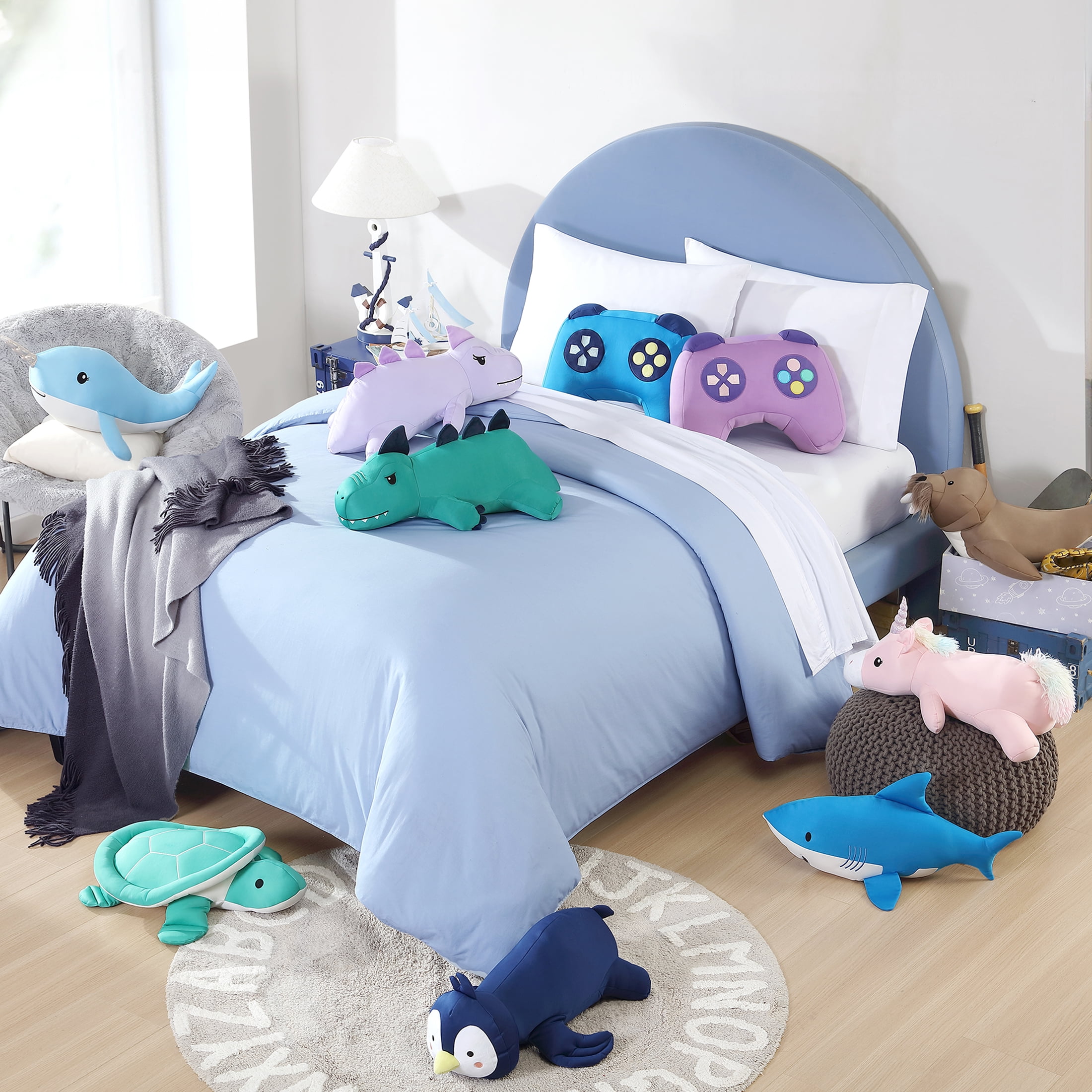 Your Zone Kids 23\" x 7\" Green Dino Cooling Plush Pillow