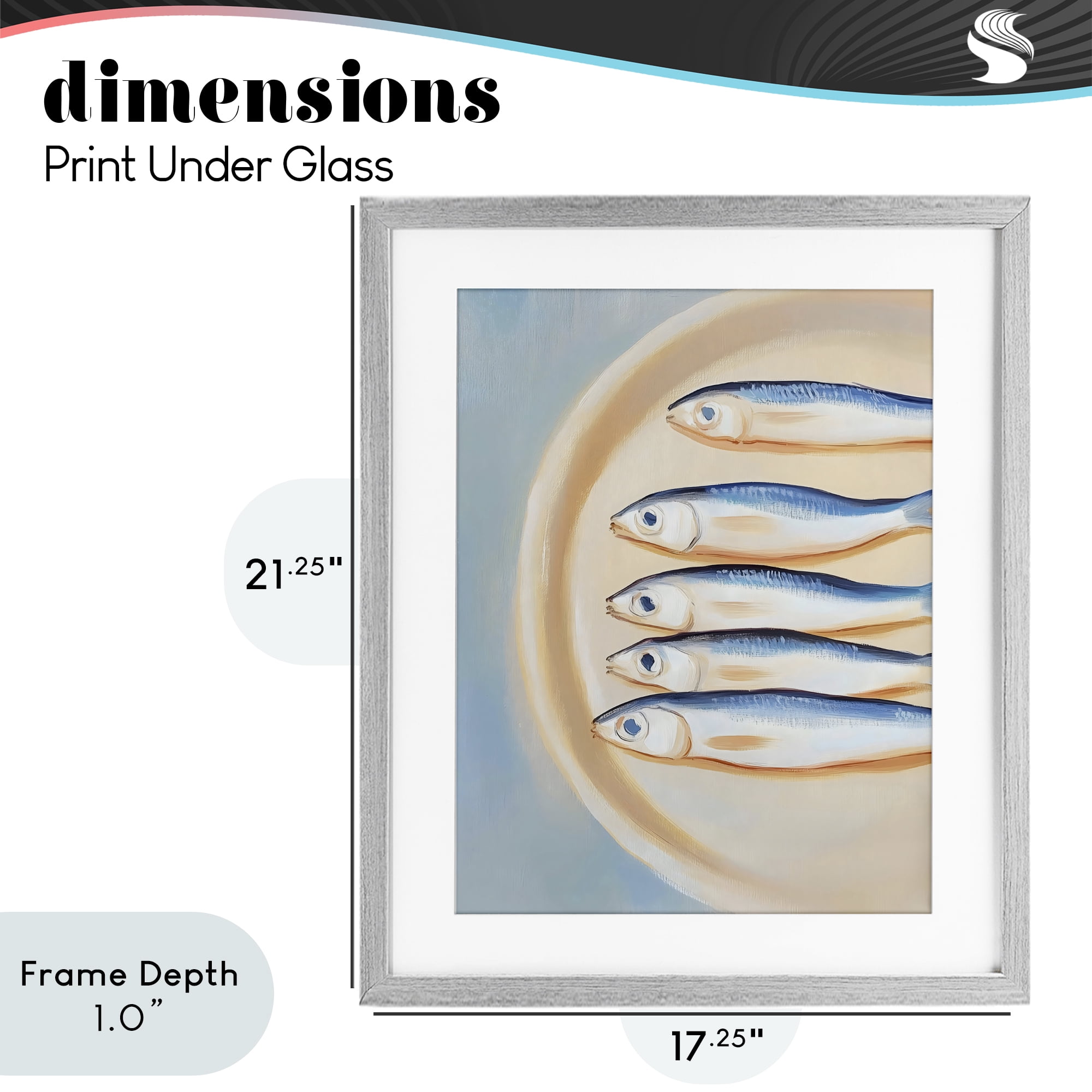 Stupell Industries Plate of Sardines Gray Framed Print Under Glass, design by The Prints Vibe