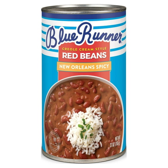 Blue Runner Creole Cream Style Red Beans, New Orleans Spicy, 27 oz Can, Heat and Serve