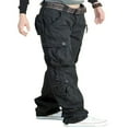 thumbnail image 2 of Women‘s Solid Color Cargo Pants  Casual Mid Waist Wide Leg Combat Pants with Pockets, 2 of 6