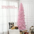 thumbnail image 5 of Christmas Tree HOMCOM 8' Tall Unlit Slim Douglas Fir Artificial Christmas Tree with 1168 Realistic Branch Tips, Pink,Flocked Christmas Tree, 5 of 9